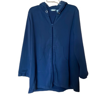 Orvis Men’s Full‎ Zip Blue Cotton Hoodie Large